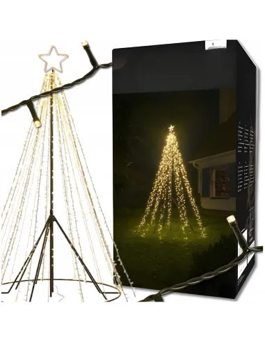 CHOINKA DUŻA ZEWNĘTRZNA Fairybell 400cm 2000 LED Biały Ciepły + Maszt