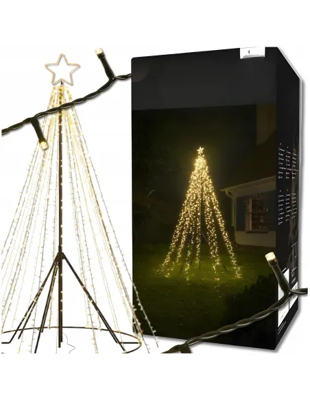 CHOINKA DUŻA ZEWNĘTRZNA Fairybell 400cm 2000 LED Biały Ciepły + Maszt