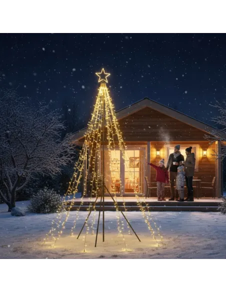 CHOINKA DUŻA ZEWNĘTRZNA Fairybell 400cm 2000 LED Biały Ciepły + Maszt
