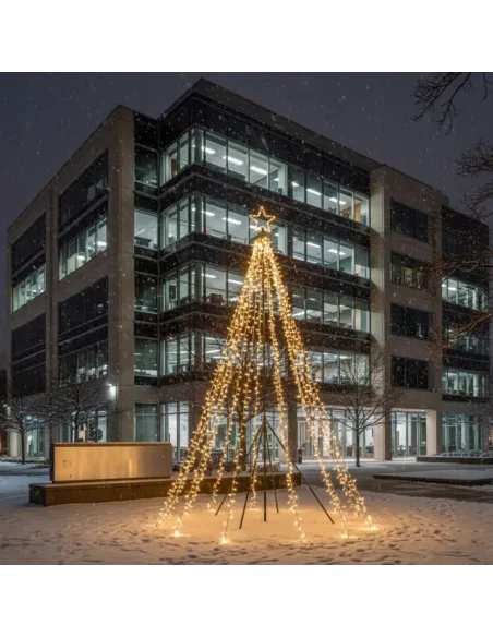 CHOINKA DUŻA ZEWNĘTRZNA Fairybell 400cm 2000 LED Biały Ciepły + Maszt