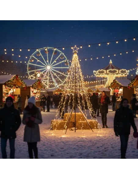 CHOINKA DUŻA ZEWNĘTRZNA Fairybell 400cm 2000 LED Biały Ciepły + Maszt