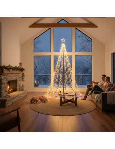 CHOINKA DUŻA ZEWNĘTRZNA Fairybell 400cm 2000 LED Biały Ciepły + Maszt