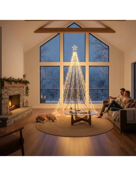 CHOINKA DUŻA ZEWNĘTRZNA Fairybell 400cm 2000 LED Biały Ciepły + Maszt