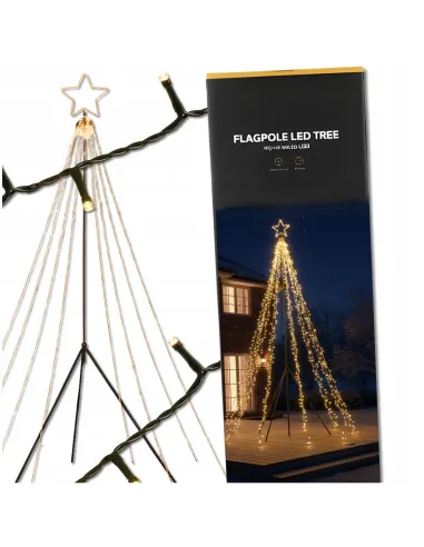 CHOINKA DUŻA ZEWNĘTRZNA Fairybell 400cm 2000 LED Biały Ciepły + Maszt