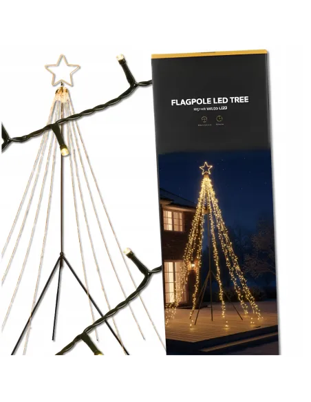 CHOINKA DUŻA ZEWNĘTRZNA Fairybell 400cm 2000 LED Biały Ciepły + Maszt