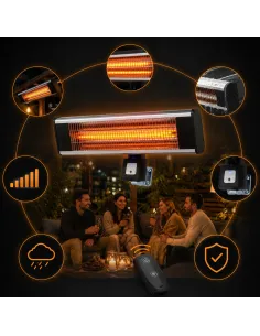 Nagrzewnica Promiennik 1800w Ciepła Podczerwieni Wiszący 1,8kW + PILOT 2