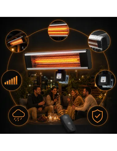 Nagrzewnica Promiennik 1800w Ciepła Podczerwieni Wiszący 1,8kW + PILOT
