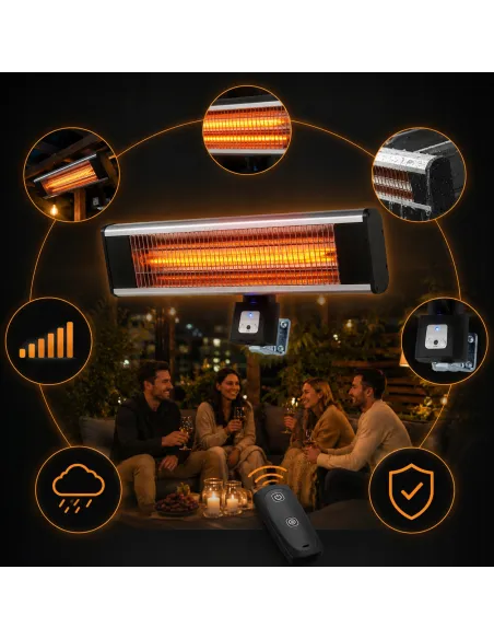 Nagrzewnica Promiennik 1800w Ciepła Podczerwieni Wiszący 1,8kW + PILOT