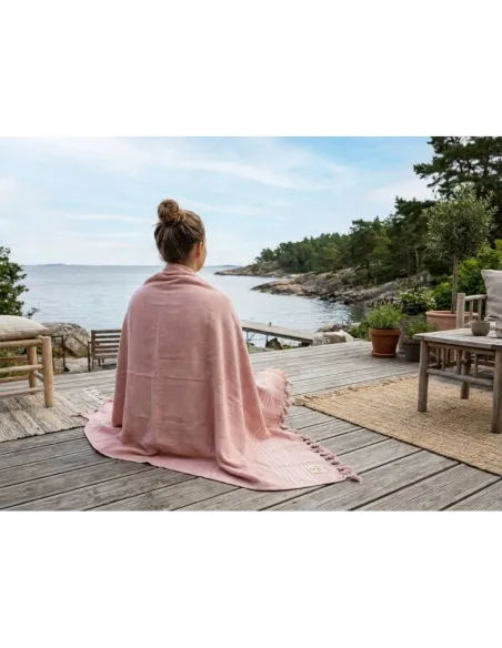 DWUSTRONNY ręcznik HAMMAM Hamam 90x180cm WALRA Pudrowany Róż do sauny plażę