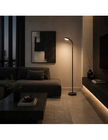 CZARNA Lampa PODŁOGOWA LED 3 Tryby Światła ŚCIEMNIACZ Salon Sypialnia