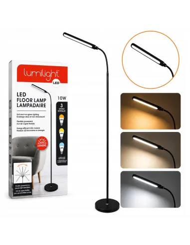 CZARNA Lampa PODŁOGOWA LED 3 Tryby Światła ŚCIEMNIACZ Salon Sypialnia 160cm