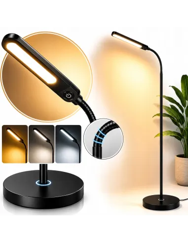 CZARNA Lampa PODŁOGOWA LED 3 Tryby Światła ŚCIEMNIACZ Salon Sypialnia 160cm