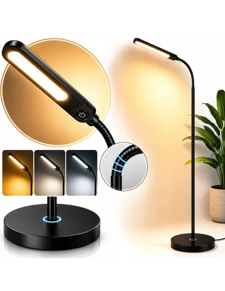 CZARNA Lampa PODŁOGOWA LED 3 Tryby Światła ŚCIEMNIACZ Salon Sypialnia 160cm