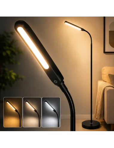 CZARNA Lampa PODŁOGOWA LED 3 Tryby Światła ŚCIEMNIACZ Salon Sypialnia 160cm