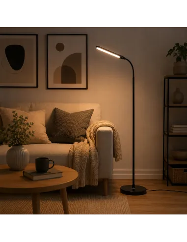 CZARNA Lampa PODŁOGOWA LED 3 Tryby Światła ŚCIEMNIACZ Salon Sypialnia 160cm