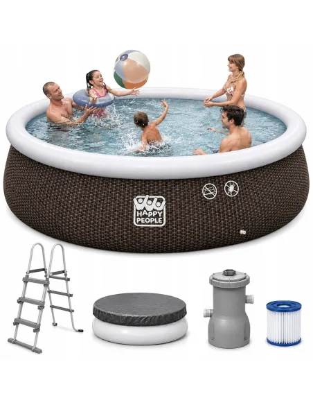 Basen Rozporowy Happy People 450x106 cm Rattan Pompa Drabinka Pokrywa