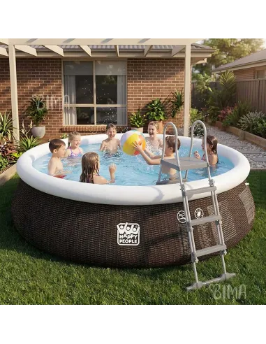 Basen Rozporowy Happy People 450x106 cm Rattan Pompa Drabinka Pokrywa