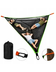 Wieloosobowy DUŻY trójkątny hamak camping trekking ogród CZARNY 400x400x400