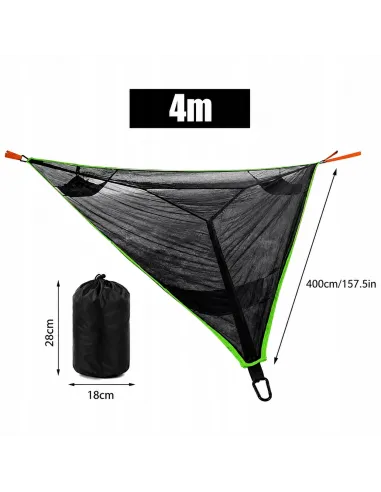 Wieloosobowy DUŻY trójkątny hamak camping trekking ogród CZARNY 400x400x400