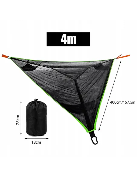 Wieloosobowy DUŻY trójkątny hamak camping trekking ogród CZARNY 400x400x400
