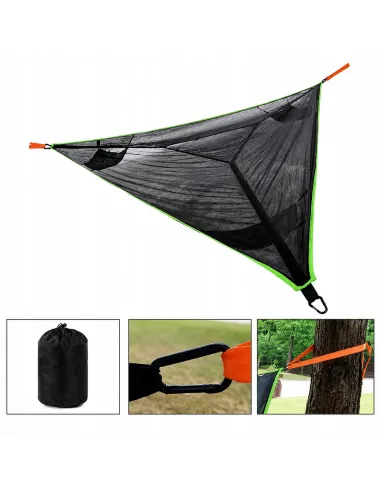 Wieloosobowy DUŻY trójkątny hamak camping trekking ogród CZARNY 400x400x400