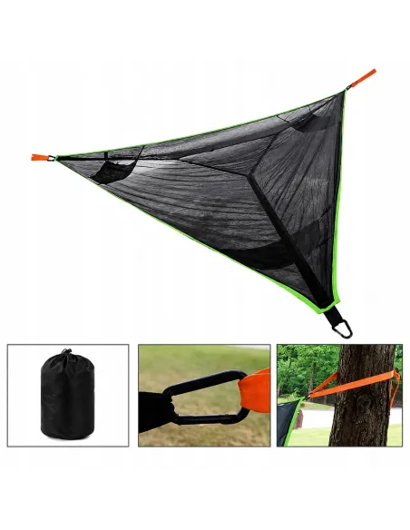 Wieloosobowy DUŻY trójkątny hamak camping trekking ogród CZARNY 400x400x400