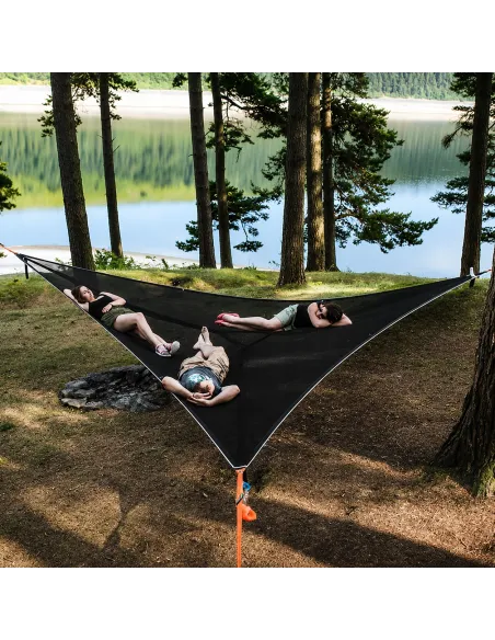 Wieloosobowy DUŻY trójkątny hamak camping trekking ogród CZARNY 400x400x400