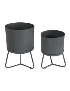 2x METALOWY Podłogowy KWIETNIK LOFT Kwiaty SZARY