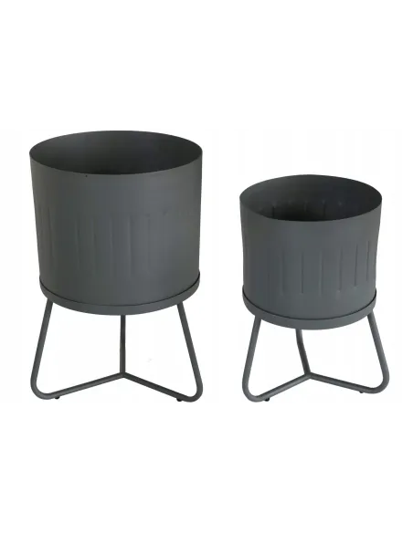2x METALOWY Podłogowy KWIETNIK LOFT Kwiaty SZARY