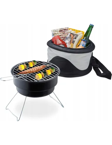 PRZENOŚNY Piknikowy GRILL OGRODOWY Węglowy MAŁY BBQ + TORBA TERMICZNA