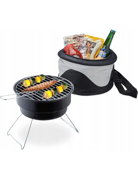 PRZENOŚNY Piknikowy GRILL OGRODOWY Węglowy MAŁY BBQ + TORBA TERMICZNA