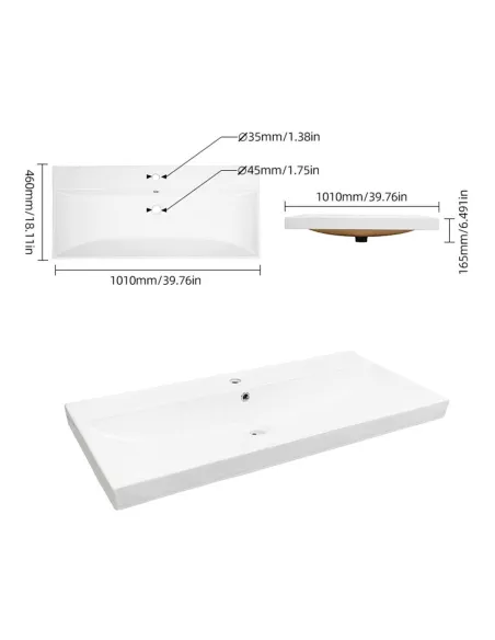 Umywalka Ceramiczna NABLATOWA 101x46 cm Trento Deluxe Nano