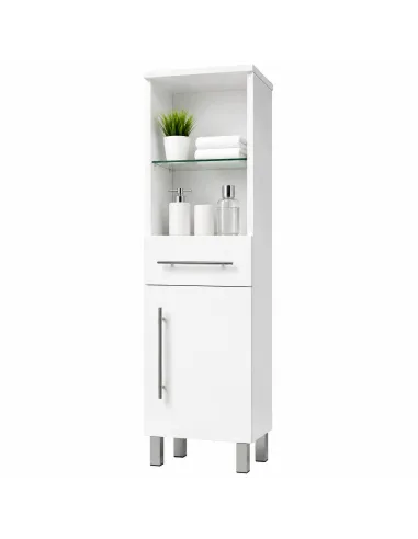 NOWOCZESNA SZAFKA ŁAZIENKOWA SŁUPEK 32CM REGAŁ z SZUFLADĄ BIAŁA