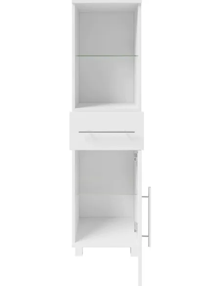 NOWOCZESNA SZAFKA ŁAZIENKOWA SŁUPEK 32CM REGAŁ z SZUFLADĄ BIAŁA