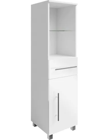 NOWOCZESNA SZAFKA ŁAZIENKOWA SŁUPEK 32CM REGAŁ z SZUFLADĄ BIAŁA