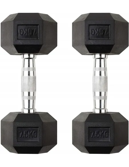 Hantel Żeliwny hantla ciężarek Gumowany HEX 2x 7,5 kg do Ćwiczeń