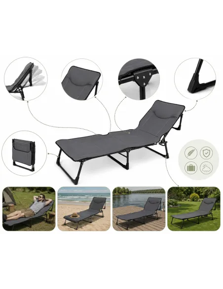 Łóżko Turystyczne Składane Polowe Kanadyjka Leżak Camping 200x65 cm 150 kg