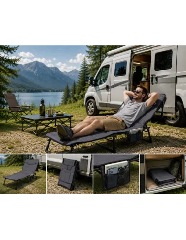 Łóżko Turystyczne Składane Polowe Kanadyjka Leżak Camping 200x65 cm 150 kg