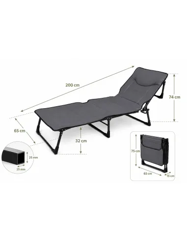 Łóżko Turystyczne Składane Polowe Kanadyjka Leżak Camping 200x65 cm 150 kg