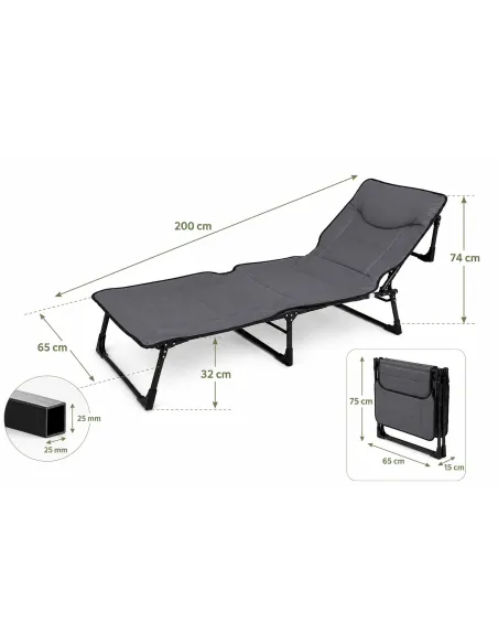 Łóżko Turystyczne Składane Polowe Kanadyjka Leżak Camping 200x65 cm 150 kg