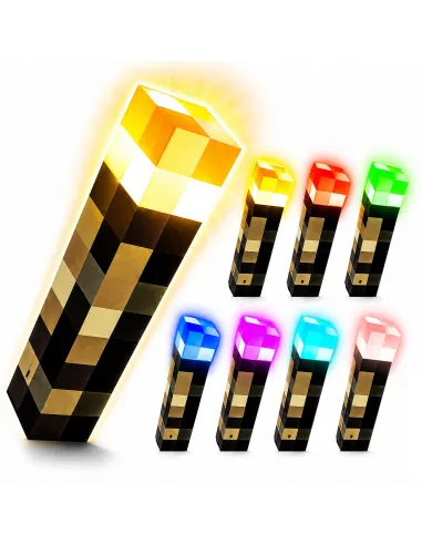 MineTorch Lampka LED Pochodnia RGB 7 Kolorów USB-C Na Ścianę Gaming RGB