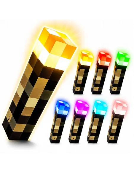 MineTorch Lampka LED Pochodnia RGB 7 Kolorów USB-C Na Ścianę Gaming RGB