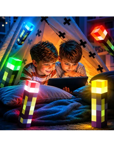 MineTorch Lampka LED Pochodnia RGB 7 Kolorów USB-C Na Ścianę Gaming RGB