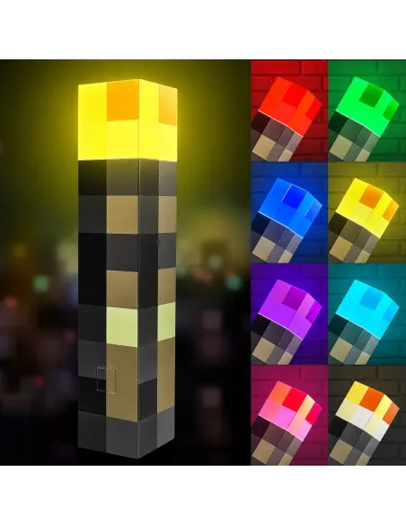 MineTorch Lampka LED Pochodnia RGB 7 Kolorów USB-C Na Ścianę Gaming RGB