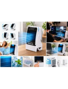 KLIMATOR PRZENOŚNY BIURKOWY WIATRAK NA WODĘ i LÓD 3W1 WENTYLATOR USB + AKU 2