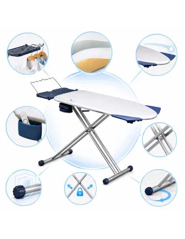 Deska do Prasowania Mabel Home 8w1 XXL 120x37cm z Uchwytem Skrzydełka Rękaw