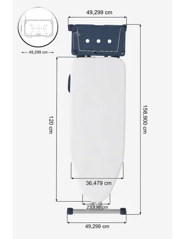 Deska do Prasowania Mabel Home 8w1 XXL 120x37cm z Uchwytem Skrzydełka Rękaw