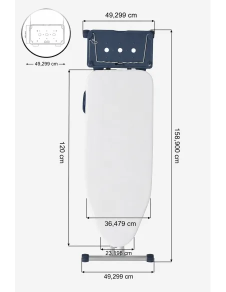 Deska do Prasowania Mabel Home 8w1 XXL 120x37cm z Uchwytem Skrzydełka Rękaw