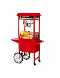 MASZYNA DO POPCORNU XXL Kinowa CZERWONA Pop Corn Amerykański Design + Wózek