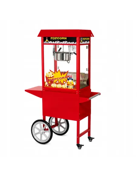 MASZYNA DO POPCORNU XXL Kinowa CZERWONA Pop Corn Amerykański Design + Wózek